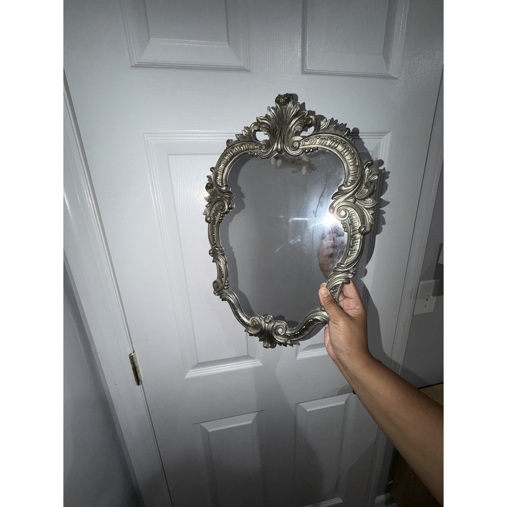 Euromarchi Ornate Mirror Made In Italy Wall Hanging Silver